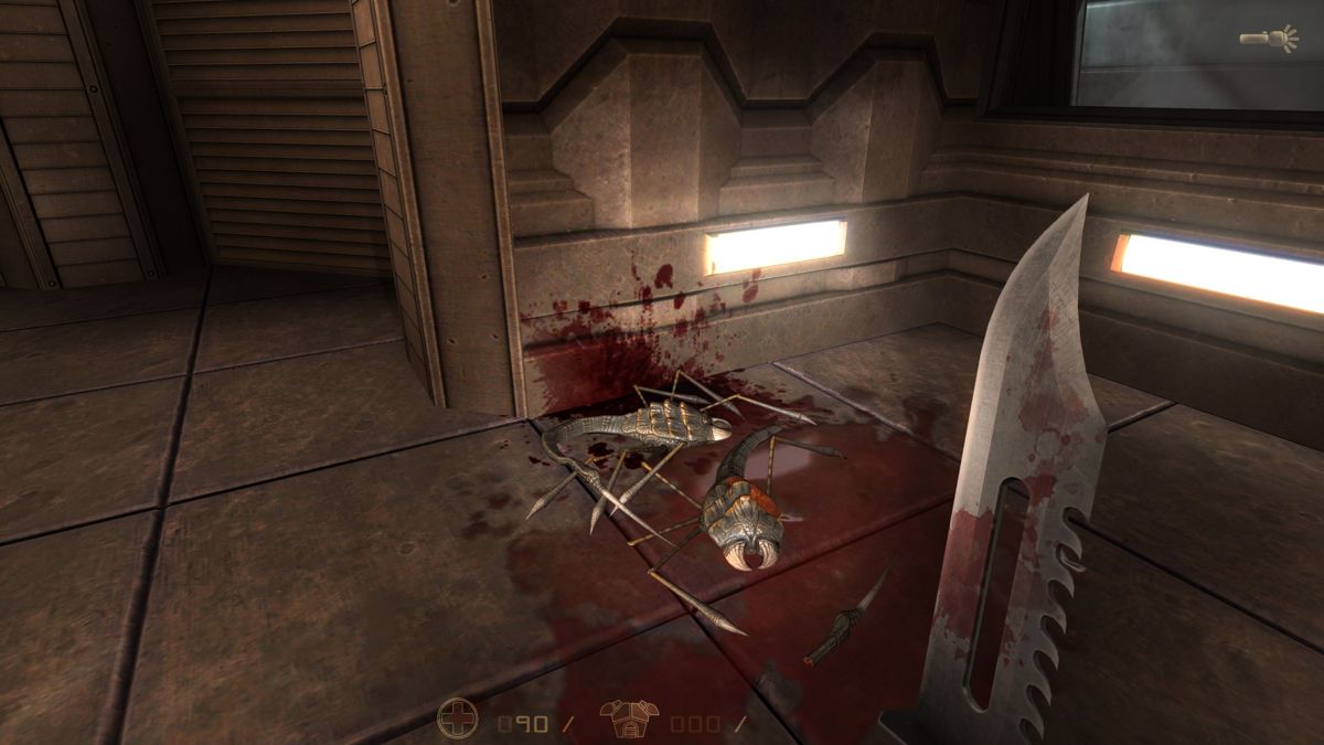 Perilous Warp (Windows) screenshot: The remains of a spider-like creature after killing it with a knife.