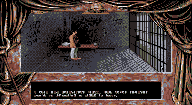 Dark Seed (DOS) screenshot: In the prison after being arrested
