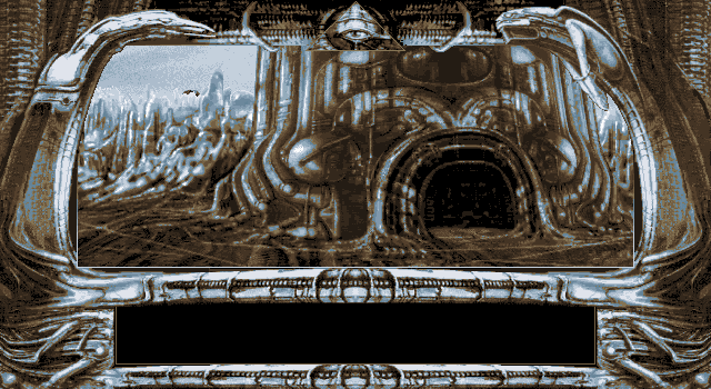 Dark Seed (DOS) screenshot: Intro sequence - The alien ship is arriving