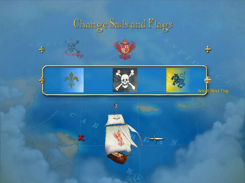 Sid Meier's Pirates!: Live the Life (Windows) screenshot: Customizing your ship's flags