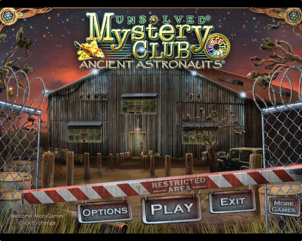 Unsolved Mystery Club: Ancient Astronauts (Windows) screenshot: Title and main menu