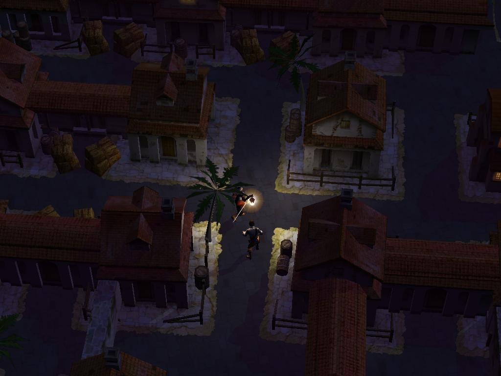 Sid Meier's Pirates!: Live the Life (Windows) screenshot: Sneaking into a town: Watch out for those guards! (Note: Guards can be hit from behind)