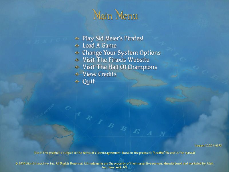 Sid Meier's Pirates!: Live the Life (Windows) screenshot: The main menu