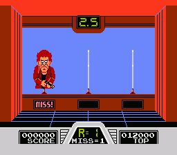 Hogan's Alley (NES) screenshot: Miss!