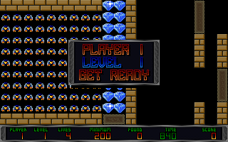 Lomax Boulders II: Sea of Diamonds (DOS) screenshot: Level 1 starts.