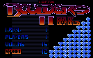 Lomax Boulders II: Sea of Diamonds (DOS) screenshot: Main menu screen.
