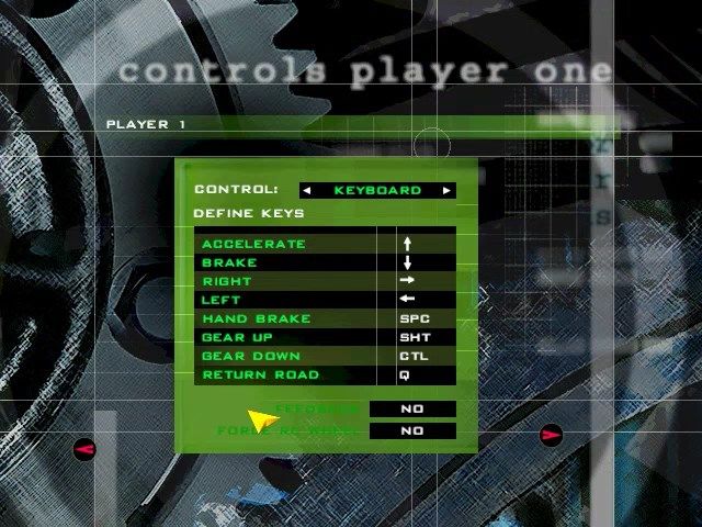 Pro Rally 2001 (Windows) screenshot: Default keyboard controls