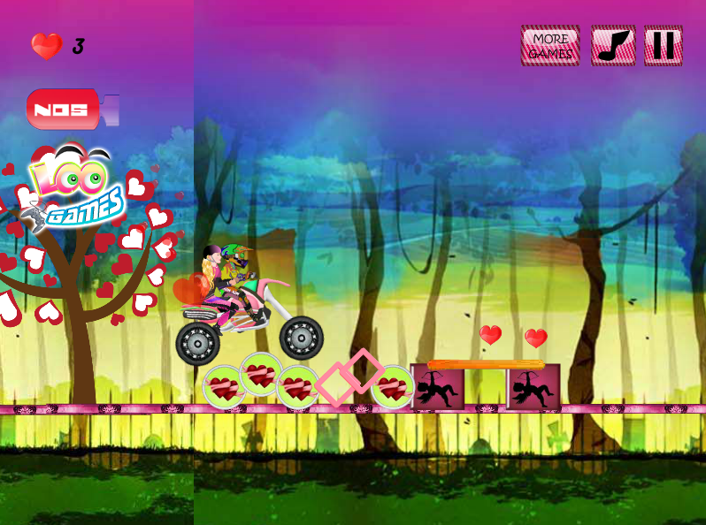 Valentine's Motocross Day (Browser) screenshot: The Couple going over some obstacles.