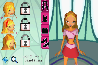 Winx Club: Mission Enchantix (Nintendo DS) screenshot: Flora's hairstyle