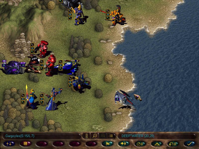 Warhammer 40,000: Rites of War (Windows) screenshot: While the main force tries to take down a massive Carnifex, some Gargoyles are assaulting the rear.