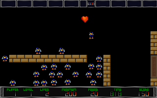 Lomax Boulders II: Sea of Diamonds (DOS) screenshot: Chased by these bird things.