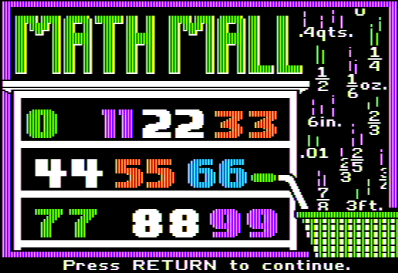 Microzine #39 (Apple II) screenshot: Math Mall - Title Screen