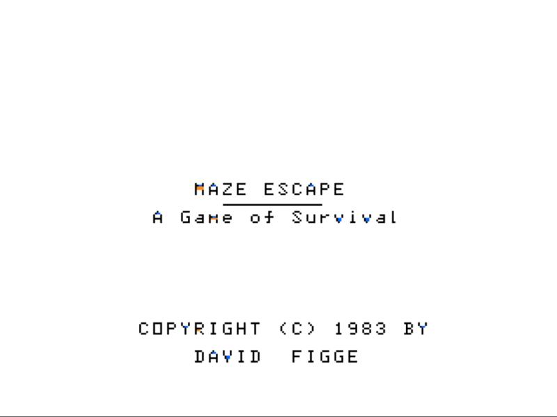 Maze Escape (TRS-80 CoCo) screenshot: Title Screen