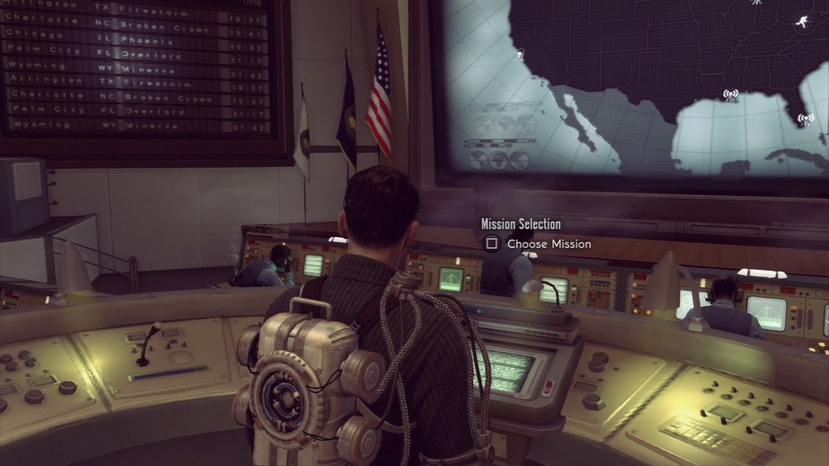 The Bureau: XCOM Declassified (PlayStation 3) screenshot: Access missions at the terminal in the command room