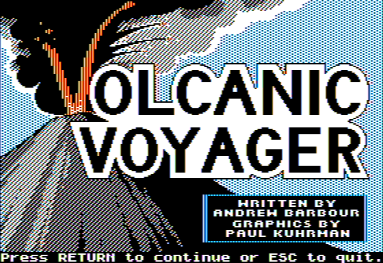 Microzine #31 (Apple II) screenshot: Volcanic Voyager - Title Screen