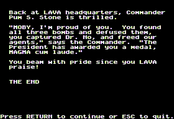 Microzine #31 (Apple II) screenshot: Volcanic Voyager - The End