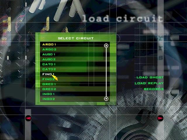 Pro Rally 2001 (Windows) screenshot: Load circuit menu - possibly to load custom tracks