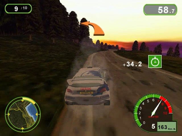 Pro Rally 2001 (Windows) screenshot: Overtook a driver, now in 9th place