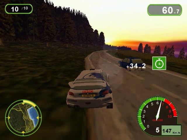 Pro Rally 2001 (Windows) screenshot: Game detects passing checkpoint even if it was "technically" missed