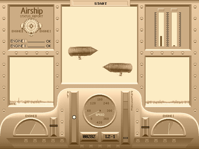 Zeppelin! Command a Global Airship Empire (DOS) screenshot: Fly your zeppelin.