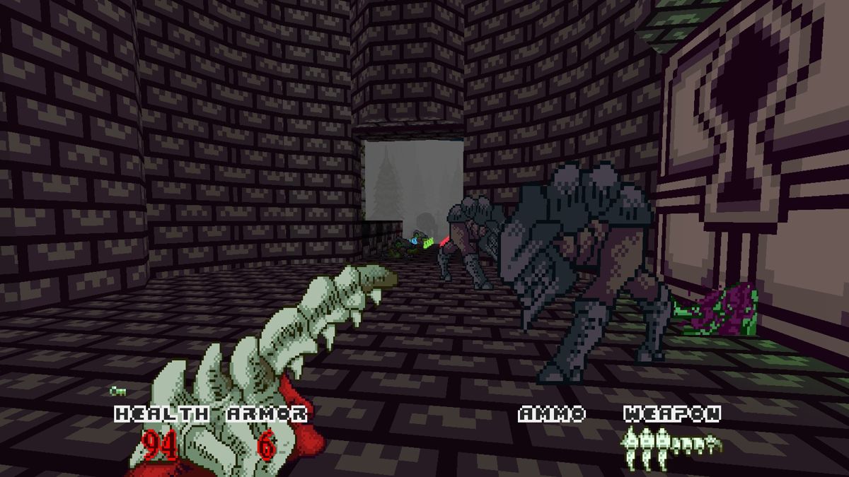 Shrine (Windows) screenshot: They looks slightly like a xenomorph, with the big head cheat on