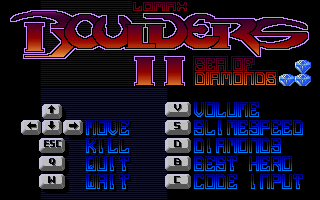 Lomax Boulders II: Sea of Diamonds (DOS) screenshot: In-game help screen.