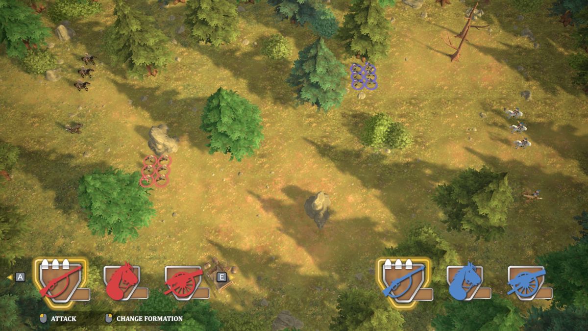 The Bluecoats: North & South (Windows) screenshot: Strategic manoeuvres during battle.