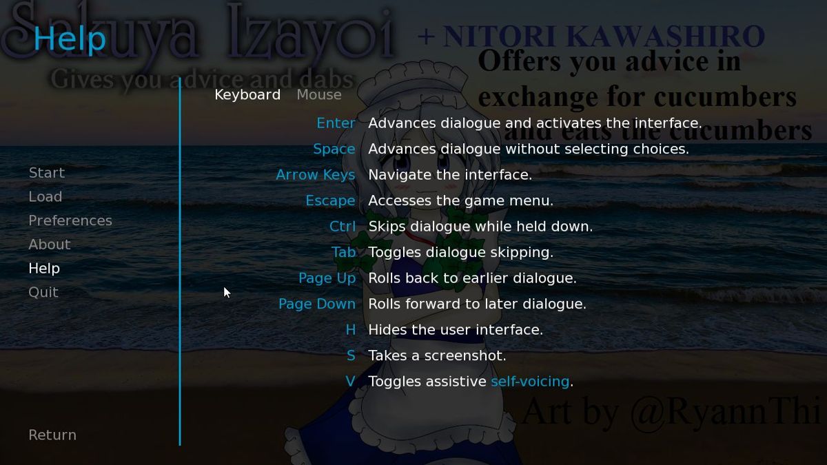 Sakuya Izayoi Gives You Advice and Dabs (Windows) screenshot: The game can be played with either the keyboard or the mouse