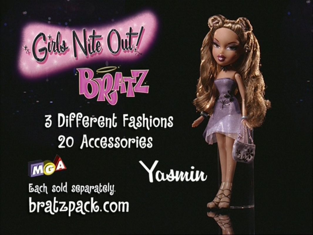 Bratz The Video: Starrin' & Stylin' (Included Games) (DVD Player) screenshot: Bratz Nite Out is an advert for the then current line of dolls and clothes