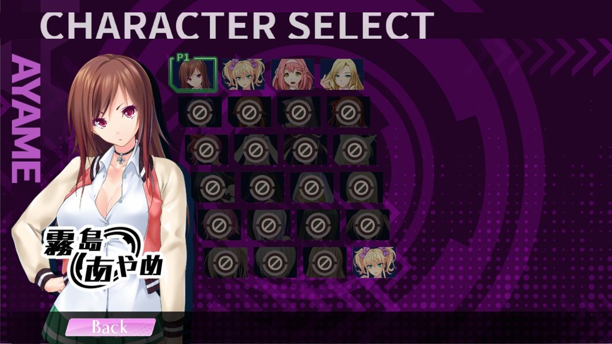 Mahjong Pretty Girls Battle (Windows) screenshot: Character select screen