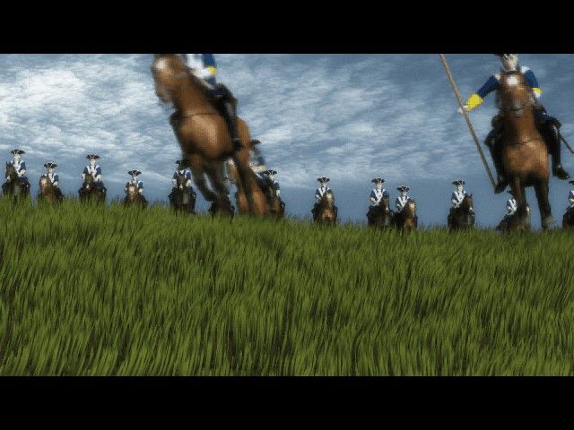 Cossacks: European Wars (Windows) screenshot: Opening cinematic shows cavalry obliterated by the surprise cannonade