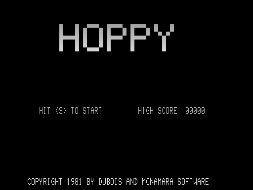 Hoppy (TRS-80) screenshot: Title Screen