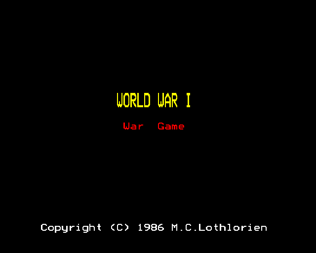 World War I (BBC Micro) screenshot: Title screen.