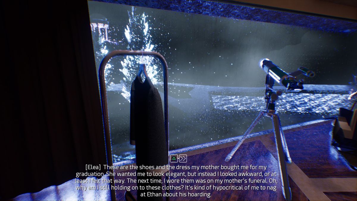 Elea: Episode 1 (PlayStation 4) screenshot: The raging storm outside is messing with the electronics in the house