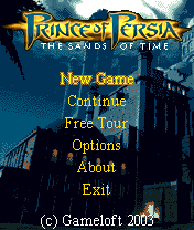 Prince of Persia: The Sands of Time (Symbian) screenshot: Main menu