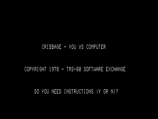 Cribbage (TRS-80) screenshot: Title Screen