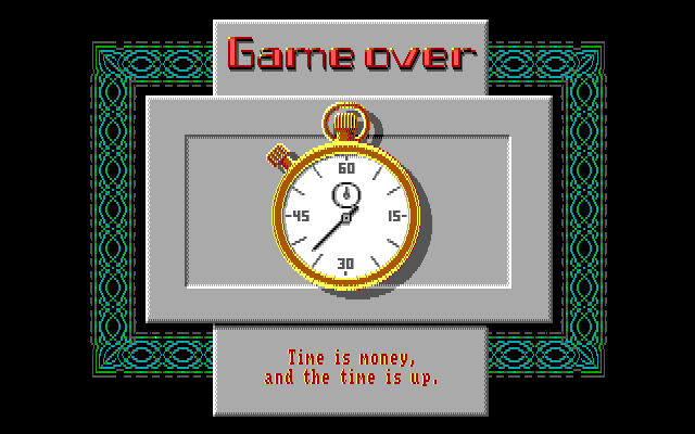 Wall$treet (DOS) screenshot: Game over