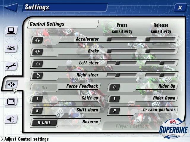Superbike 2001 (Windows) screenshot: Define controls
