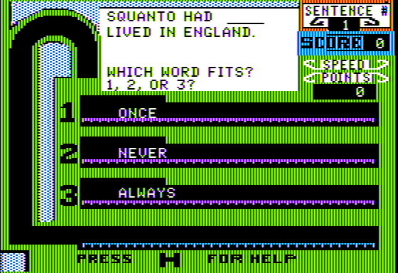 The First Thanksgiving (Apple II) screenshot: Word Catcher