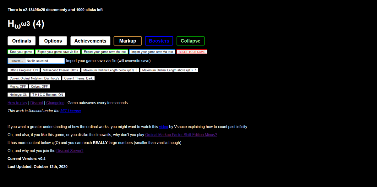 Ordinal Markup (Browser) screenshot: Options tab