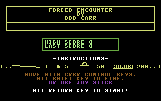 Forced Encounter (Commodore 64) screenshot: Title screen.