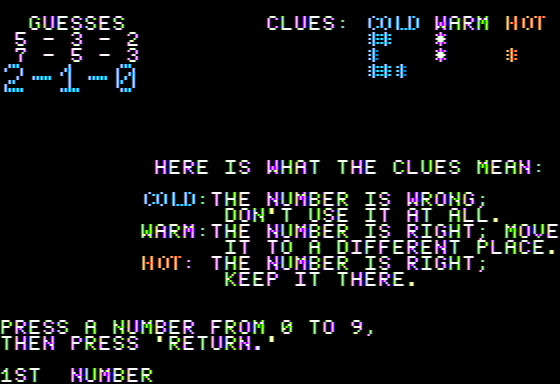 Spotlight (Apple II) screenshot: Hot Stuff