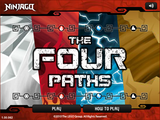 LEGO Four Paths (Browser) screenshot: The title screen/main menu.
