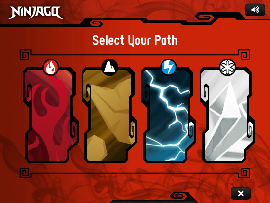 LEGO Four Paths (Browser) screenshot: The game selection screen.