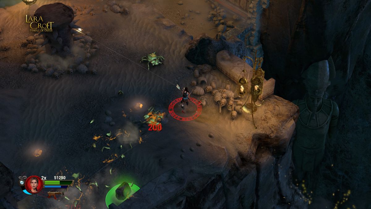 Lara Croft and the Temple of Osiris (PlayStation 4) screenshot: Fighting bugs