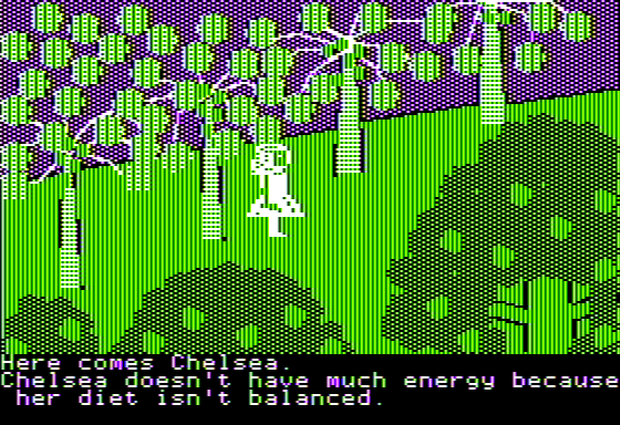 Chelsea of the South Sea Islands (Apple II) screenshot: I'm low on Fruit
