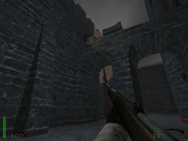 Return to Castle Wolfenstein (Windows) screenshot: Cool architecture courtesy of the Quake III engine