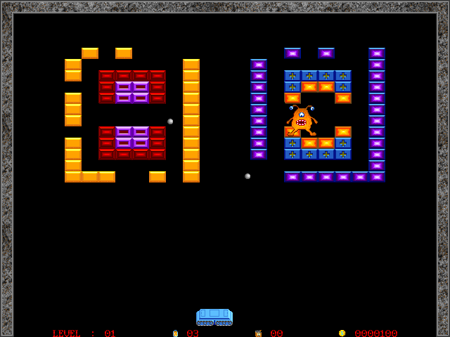 3D Pulsoid (DOS) screenshot: Playing the first original <i>Pulsoid</i> level in "arcanoid" mode.