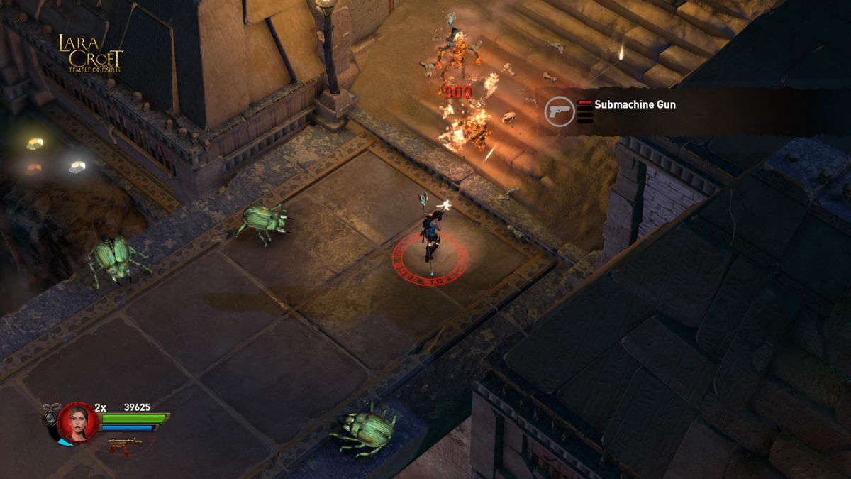 Lara Croft and the Temple of Osiris (PlayStation 4) screenshot: Switching to submachine gun