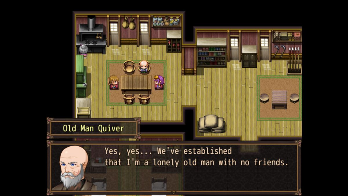 The Chronicles of Quiver Dick (Windows) screenshot: Yup! Grandkids can do this to you<br>Quiver Dick then proceeds to tell a tale of his adventures as a younger man